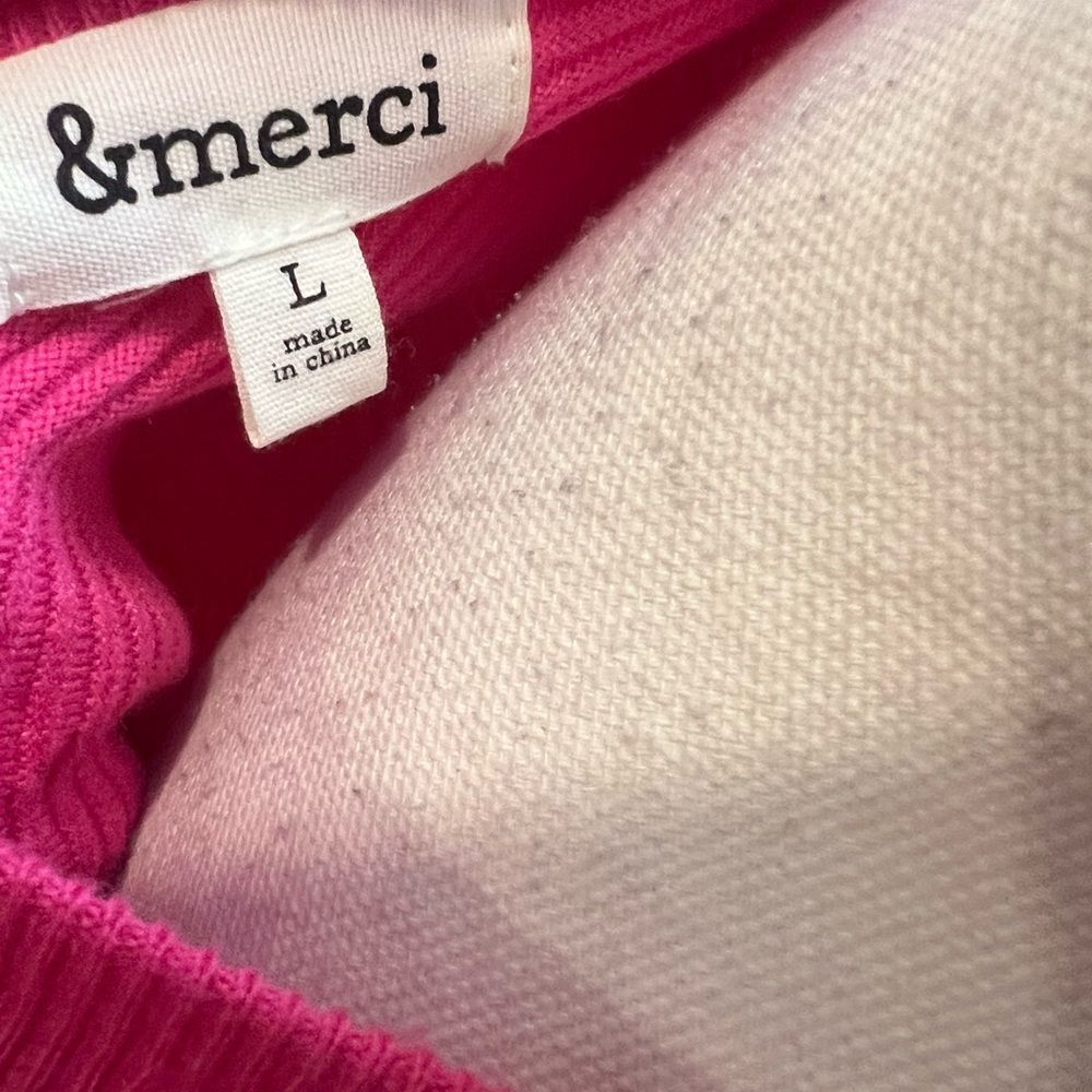& Merci womens hot Pink Ruffled sweater size L - Picture 6 of 8